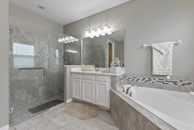 15264 Shonan Gold Dr, Winter Garden, FL 34787 - full bathroom with a bath, a stall shower, vanity, and tile patterned flooring