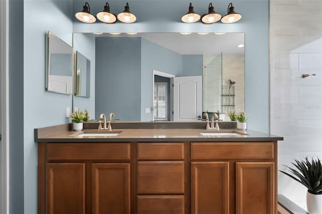 6539 Chagford Ln, Windermere, FL 34786 - bathroom with double vanity and a tile shower