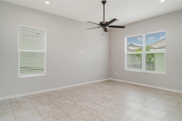11307 Grand Park Ave, Riverview, FL 33578 - unfurnished room with ceiling fan, recessed lighting, and light tile patterned floors