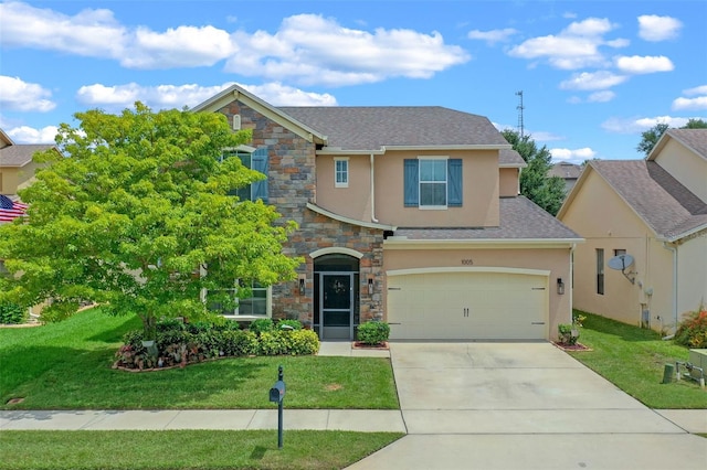 1005 Thunderhead Ln, Minneola, FL 34715 - view of front of home with stucco siding, driveway, and a front yard
