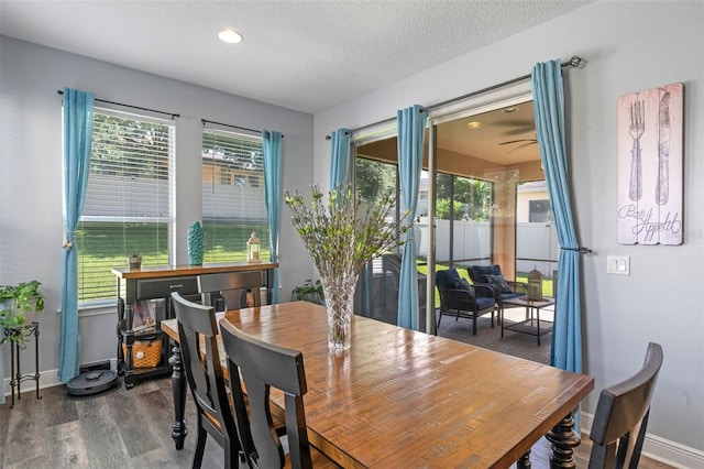 1005 Thunderhead Ln, Minneola, FL 34715 - dining space featuring wood finished floors, a textured ceiling, and recessed lighting