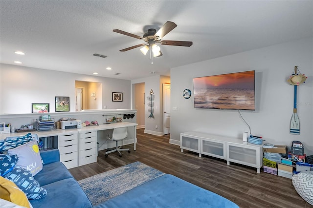 1005 Thunderhead Ln, Minneola, FL 34715 - home office featuring wood finished floors, a ceiling fan, and recessed lighting