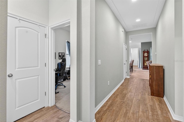 1559 Bayfront Park Aly, Winter Garden, FL 34787 - hallway featuring light wood-style floors, an office area, and recessed lighting