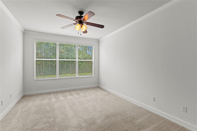 8362 Bella Tierra Ct Unit 10146, Davenport, FL 33896 - empty room featuring carpet floors, crown molding, a ceiling fan, and a textured ceiling