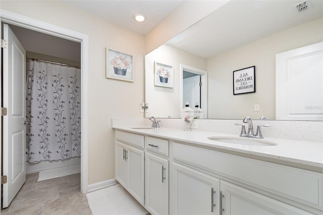 4828 Magnetite Loop, Mount Dora, FL 32757 - bathroom with double vanity and curtained shower