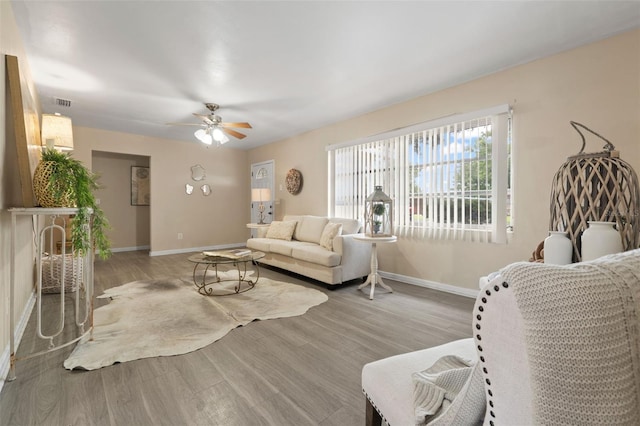 575 Ave M SE, Winter Haven, FL 33880 - living area with wood finished floors and a ceiling fan