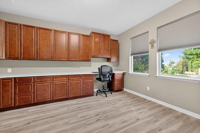 30120 Hackney Loop, Mount Dora, FL 32757 - office space featuring built in desk, light wood-type flooring, and a textured ceiling