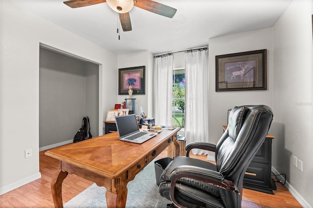 5949 Broken Bow Ln, Port Orange, FL 32127 - office featuring light wood-type flooring and ceiling fan