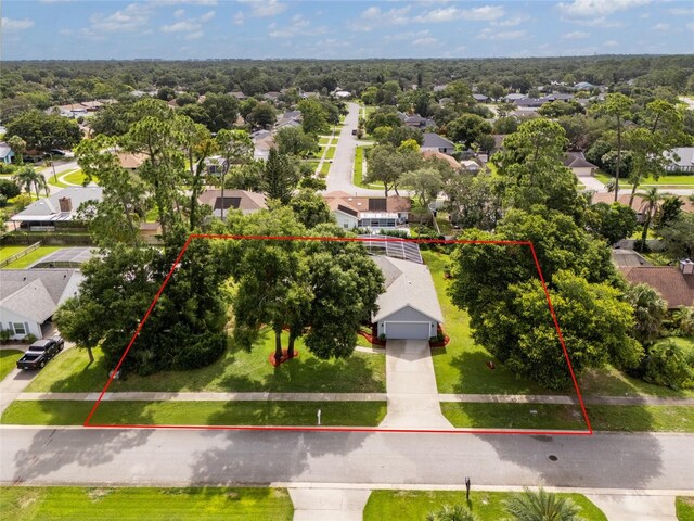 5949 Broken Bow Ln, Port Orange, FL 32127 - aerial perspective of suburban area featuring property parcel outlined