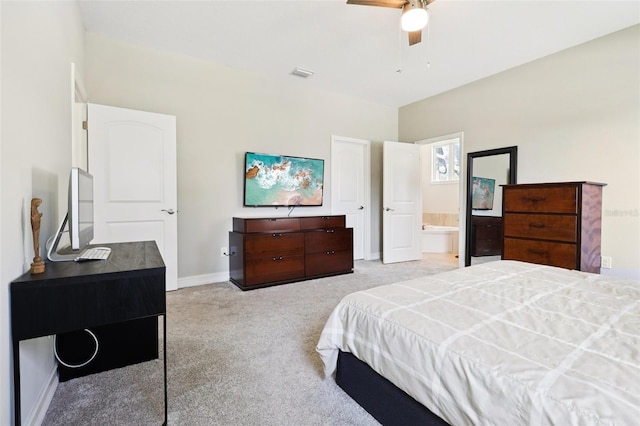 430 Baker Ave, Lake Helen, FL 32744 - bedroom featuring carpet, ensuite bathroom, and ceiling fan