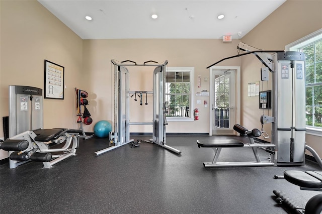 7540 Bishop Square Dr, Winter Garden, FL 34787 - exercise room featuring recessed lighting and baseboards