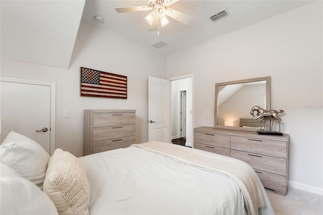 1406 Deuce Cir, Champions Gate, FL 33896 - bedroom with vaulted ceiling, ceiling fan, and carpet