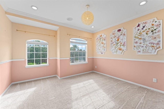 1011 Wood Cv, Kissimmee, FL 34743 - carpeted spare room with crown molding and recessed lighting
