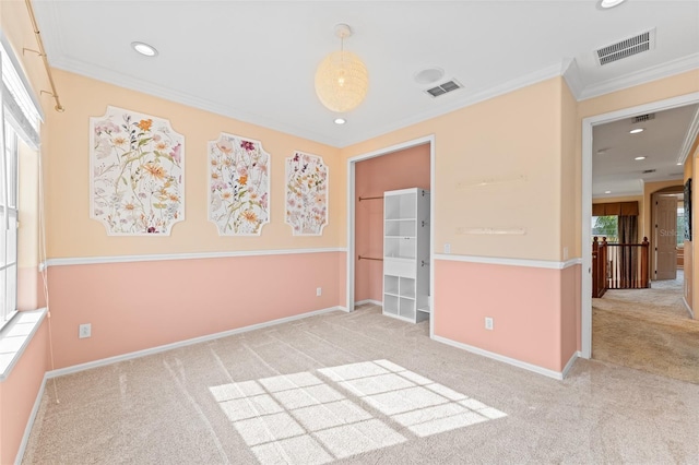1011 Wood Cv, Kissimmee, FL 34743 - unfurnished bedroom with carpet flooring, crown molding, multiple windows, and recessed lighting