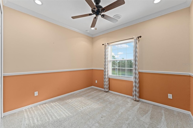 1011 Wood Cv, Kissimmee, FL 34743 - carpeted spare room with a ceiling fan, recessed lighting, and ornamental molding