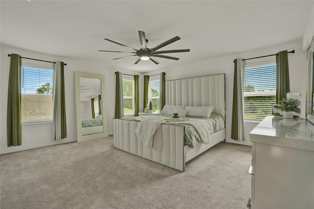 2912 Sanctuary Dr, Clermont, FL 34714 - bedroom featuring light colored carpet and a ceiling fan