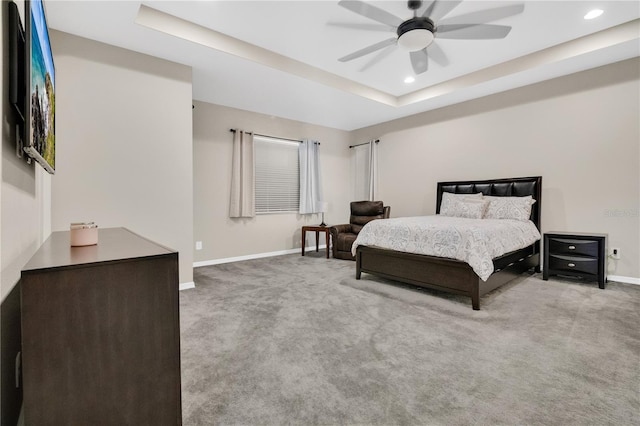 1564 Atlantic Coastline Loop, Oakland, FL 34787 - bedroom featuring a raised ceiling, carpet flooring, recessed lighting, and a ceiling fan