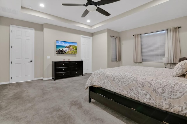 1564 Atlantic Coastline Loop, Oakland, FL 34787 - bedroom featuring carpet flooring, recessed lighting, a raised ceiling, and a ceiling fan