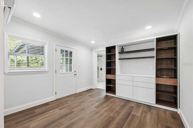 4505 Cottonwood Dr, New Port Richey, FL 34652 - unfurnished bedroom with crown molding, wood finished floors, and recessed lighting