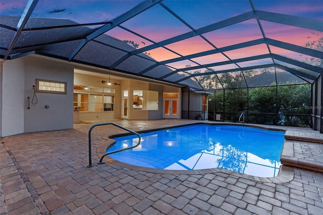 32 Allenwood Look, Ormond Beach, FL 32174 - outdoor pool featuring a patio area, french doors, and glass enclosure
