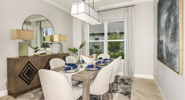 858 Arbor Green Trl, Saint Cloud, FL 34771 - dining area featuring baseboards and crown molding