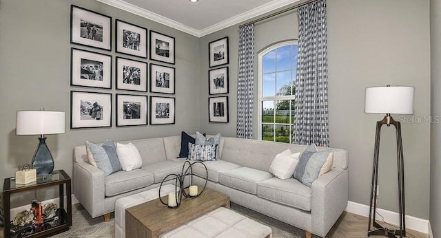 858 Arbor Green Trl, Saint Cloud, FL 34771 - living room featuring baseboards and crown molding