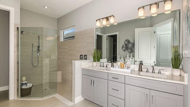 858 Arbor Green Trl, Saint Cloud, FL 34771 - bathroom featuring walk in shower and double vanity