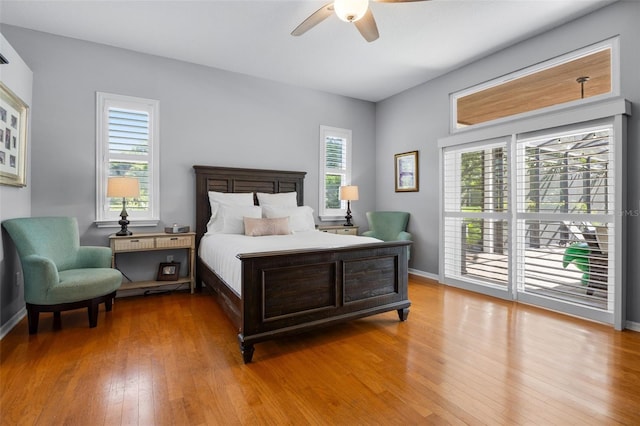 5141 Autumn Ridge Ln, Windermere, FL 34786 - bedroom featuring hardwood / wood-style floors, ceiling fan, and access to exterior