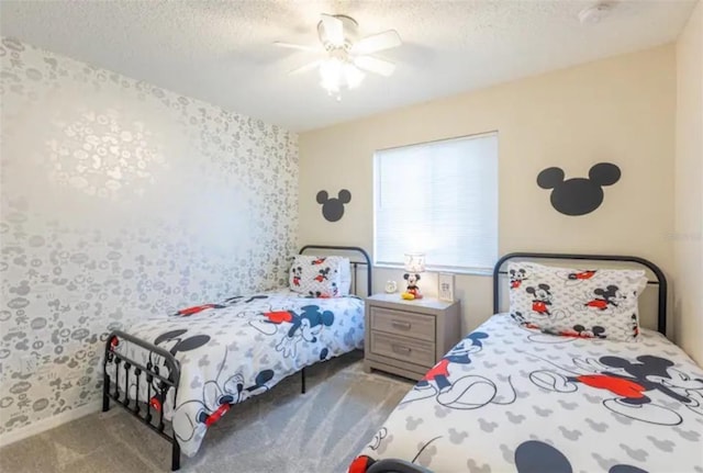 365 Aylesbury Ct, Kissimmee, FL 34758 - bedroom with carpet flooring, a textured ceiling, and ceiling fan