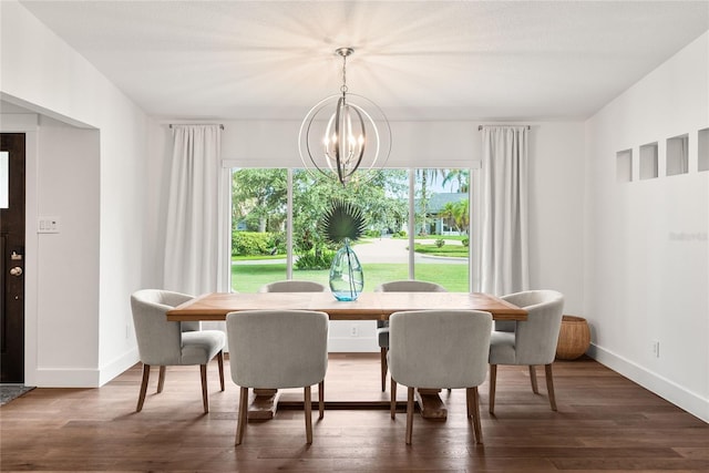 91 Minnehaha Cir, Maitland, FL 32751 - dining area featuring a chandelier and dark wood finished floors