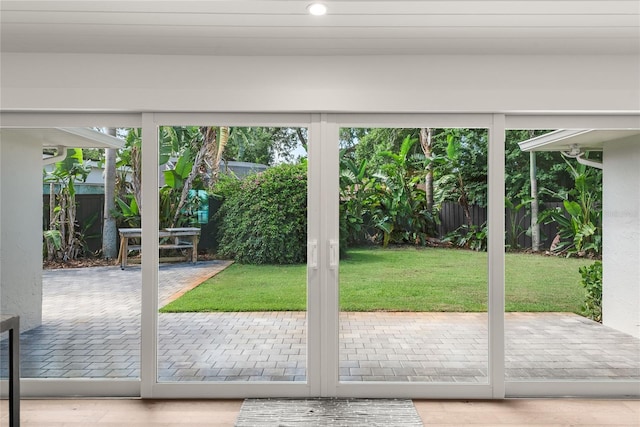 91 Minnehaha Cir, Maitland, FL 32751 - doorway to outside featuring wood finished floors and recessed lighting