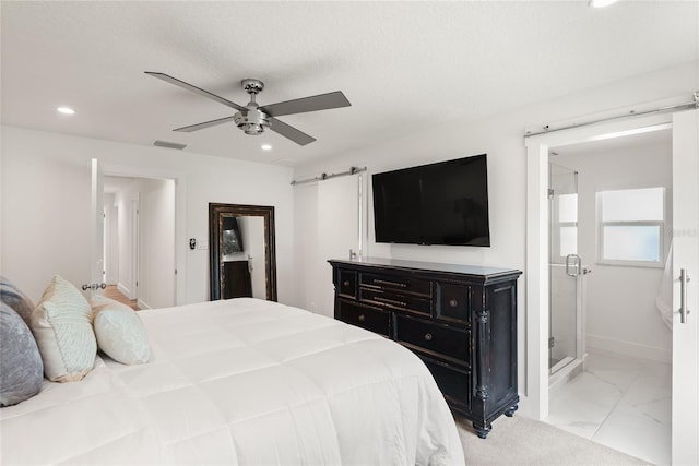 91 Minnehaha Cir, Maitland, FL 32751 - bedroom with recessed lighting, light marble finish floors, ensuite bathroom, and a ceiling fan