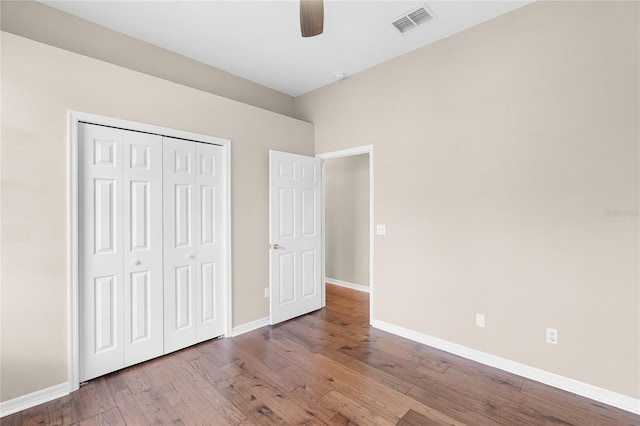403 Courtlea Creek Dr, Winter Garden, FL 34787 - unfurnished bedroom with wood finished floors, a closet, and ceiling fan