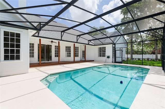 403 Courtlea Creek Dr, Winter Garden, FL 34787 - view of pool with a patio area, a ceiling fan, and a lanai
