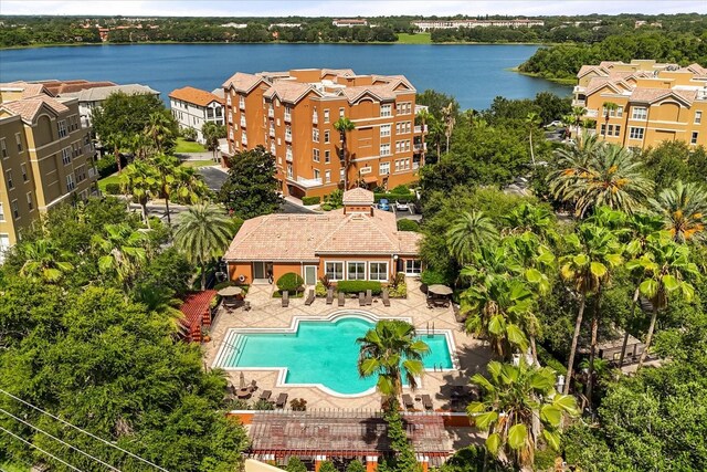 7348 Regina Way, Orlando, FL 32819 - bird's eye view of a pool and a nearby body of water