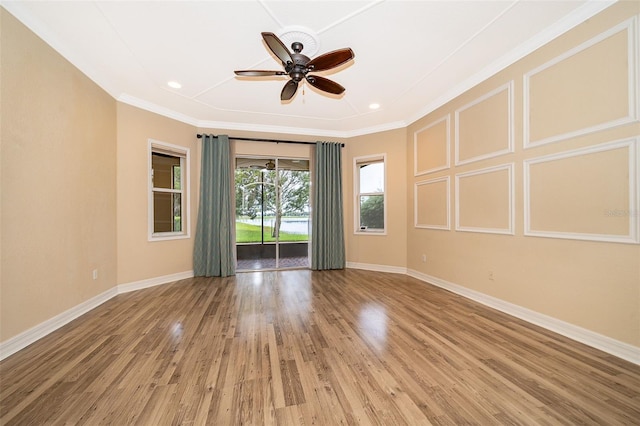 2258 Rickover Pl, Winter Garden, FL 34787 - spare room with ceiling fan, crown molding, light wood-style flooring, and recessed lighting