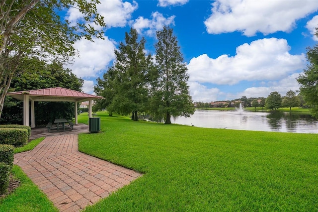 2258 Rickover Pl, Winter Garden, FL 34787 - view of grassy yard with a gazebo and a water view