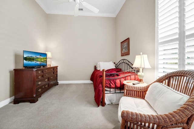 785 Hawks Blf, Clermont, FL 34711 - bedroom featuring crown molding, light colored carpet, and ceiling fan