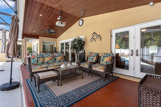 9342 Bay Vista Estates Blvd, Orlando, FL 32836 - view of patio / terrace featuring french doors, ceiling fan, and an outdoor living space