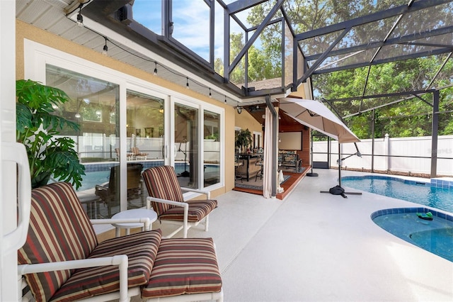 9342 Bay Vista Estates Blvd, Orlando, FL 32836 - view of swimming pool featuring a patio and glass enclosure