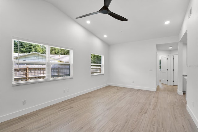 610 Huntly Ln, Winter Springs, FL 32708 - unfurnished room featuring ceiling fan, light wood-type flooring, recessed lighting, and high vaulted ceiling