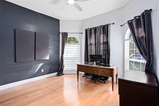 2540 Wembleycross Way, Orlando, FL 32828 - office area featuring a ceiling fan and light wood-style floors