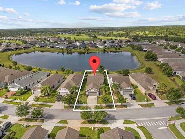 3443 Sagebrush St, Harmony, FL 34773 - aerial perspective of suburban area with a nearby body of water and property parcel outlined