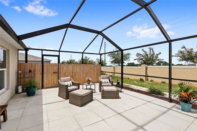 1291 Lassen St, Haines City, FL 33844 - view of patio featuring glass enclosure and an outdoor hangout area
