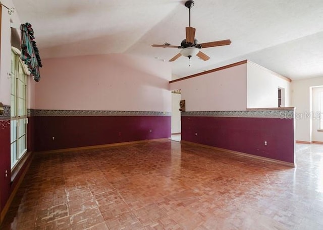 6140 SE 46th Avenue Rd, Ocala, FL 34480 - spare room featuring vaulted ceiling and ceiling fan
