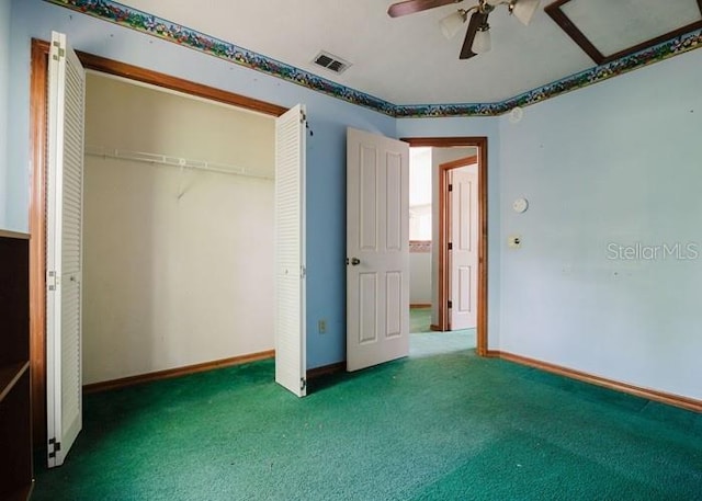 6140 SE 46th Avenue Rd, Ocala, FL 34480 - unfurnished bedroom featuring carpet flooring, a closet, and ceiling fan