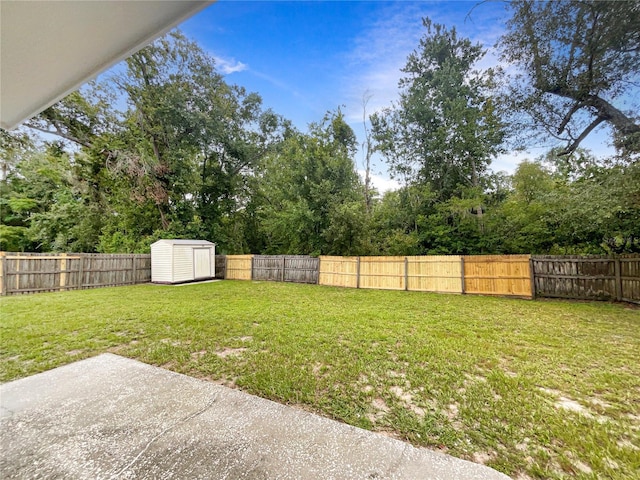 801 NE 4th Ave, Mulberry, FL 33860 - fenced backyard with a storage unit and view of scattered trees