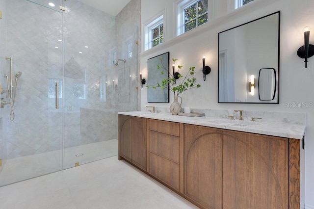 6186 Louise Cove Dr, Windermere, FL 34786 - full bath with a shower stall, double vanity, and tile patterned floors
