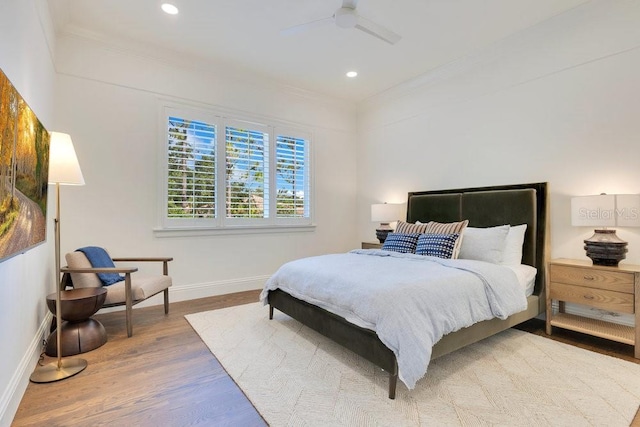 6186 Louise Cove Dr, Windermere, FL 34786 - bedroom featuring ornamental molding, wood finished floors, recessed lighting, and ceiling fan