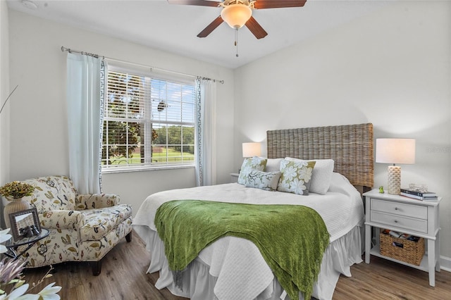 5723 Tarleton Way, Mount Dora, FL 32757 - bedroom with wood finished floors and a ceiling fan